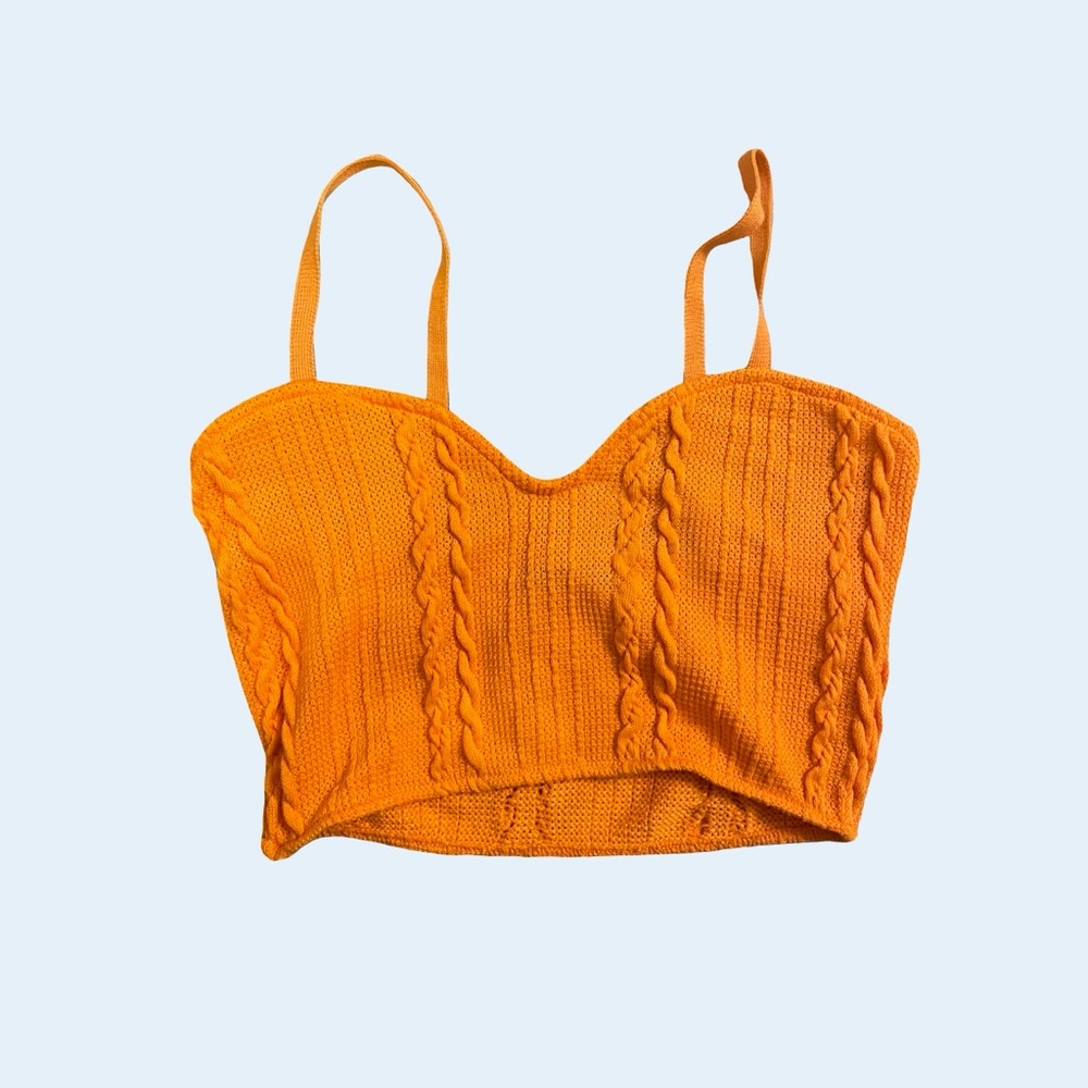 Orange Knit Crop Cami Top - Women's Sleeveless Tank